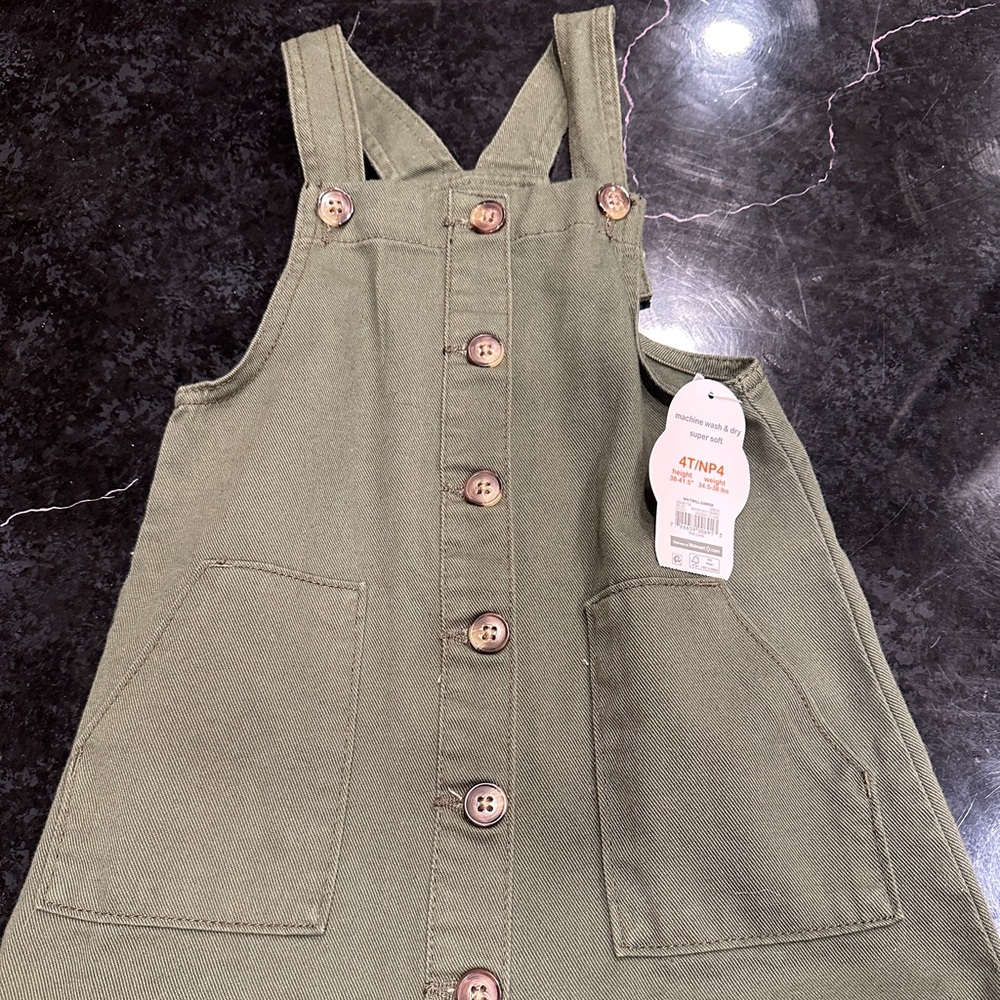 Army green little girls dress